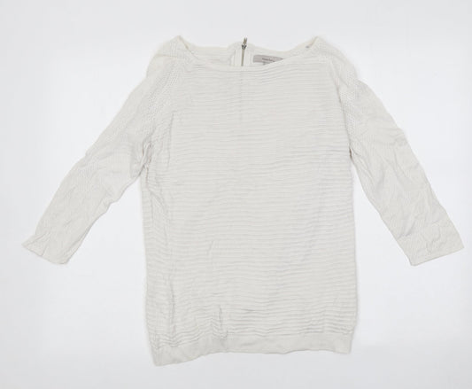 Paper Berry Womens White Polyester Basic T-Shirt Size 10 Round Neck