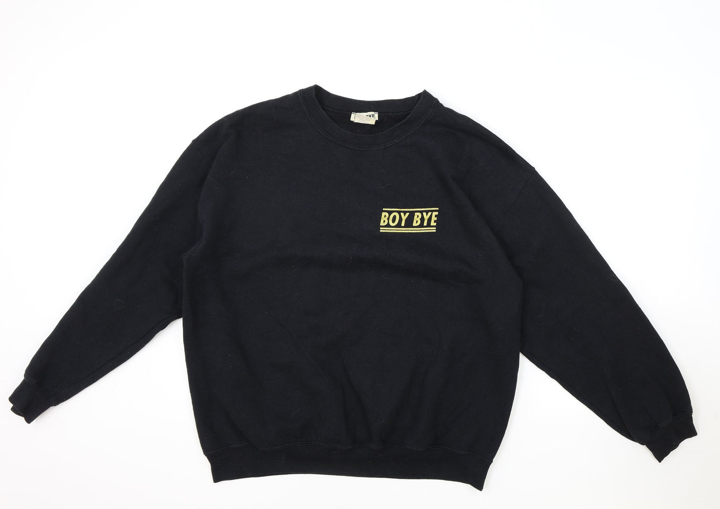 Love Womens Black 100% Cotton Pullover Sweatshirt One Size Pullover