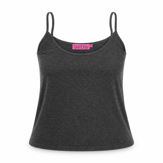 Boohoo Womens Grey Viscose Camisole Tank Size 6 Scoop Neck