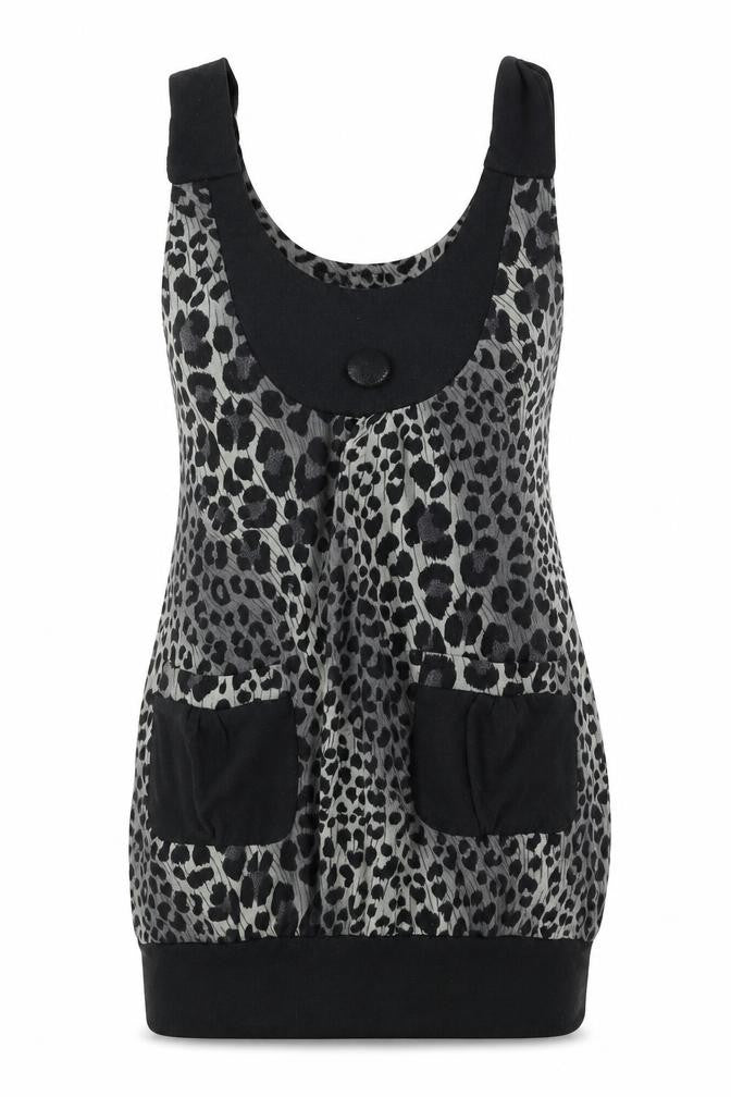 Quiz Womens Black Animal Print Polyester Bodycon Size 10 Round Neck Pullover