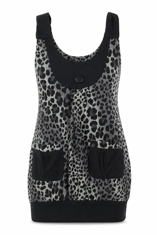 Quiz Womens Black Animal Print Polyester Bodycon Size 10 Round Neck Pullover