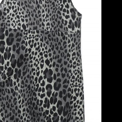 Quiz Womens Black Animal Print Polyester Bodycon Size 10 Round Neck Pullover