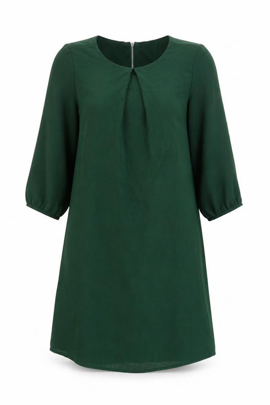 H&M Womens Green Viscose A-Line Size 8 Round Neck Zip