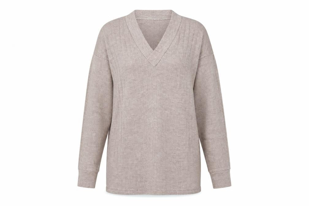 CHAMP (IN) Womens Pink V-Neck Cotton Pullover Jumper One Size