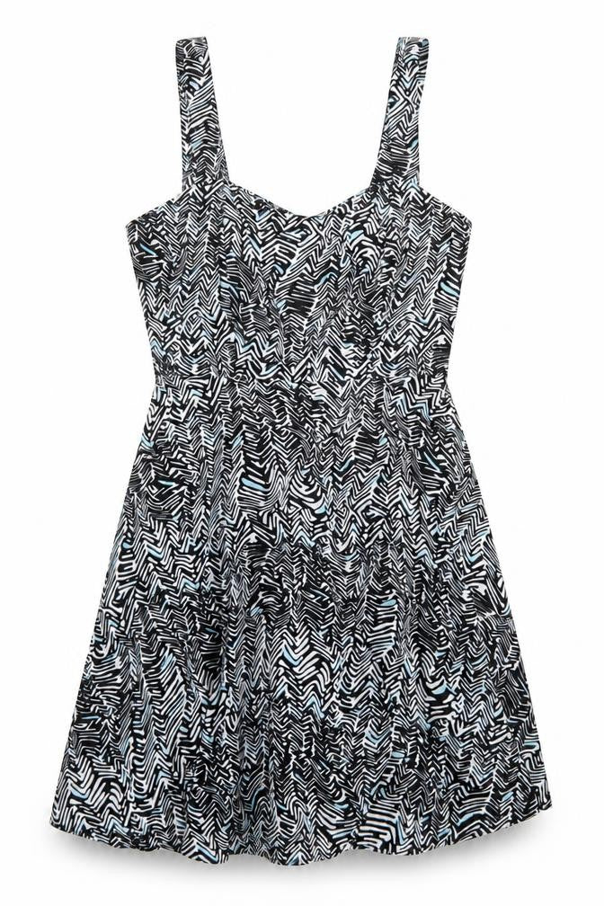 TFNC Womens Black Animal Print Polyester A-Line Size S V-Neck Zip