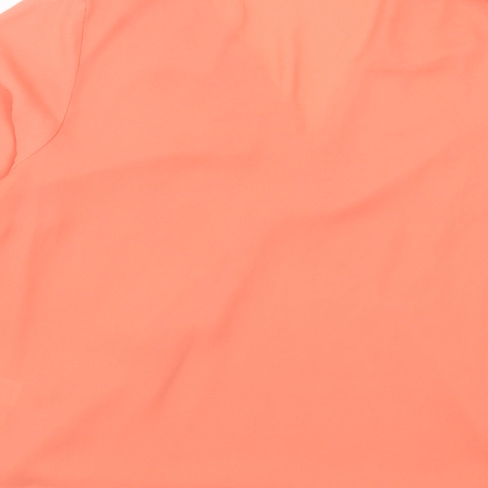 Marks and Spencer Womens Orange Polyester Basic Blouse Size 14 V-Neck