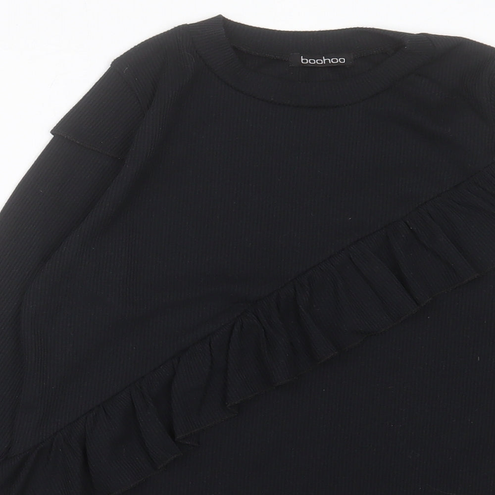 Boohoo Womens Black Crew Neck Polyester Pullover Jumper Size 10