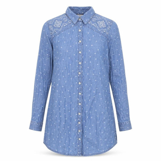 Marks & Spencer Womens Blue Geometric Cotton Shirt Dress Size 10 Collared Button
