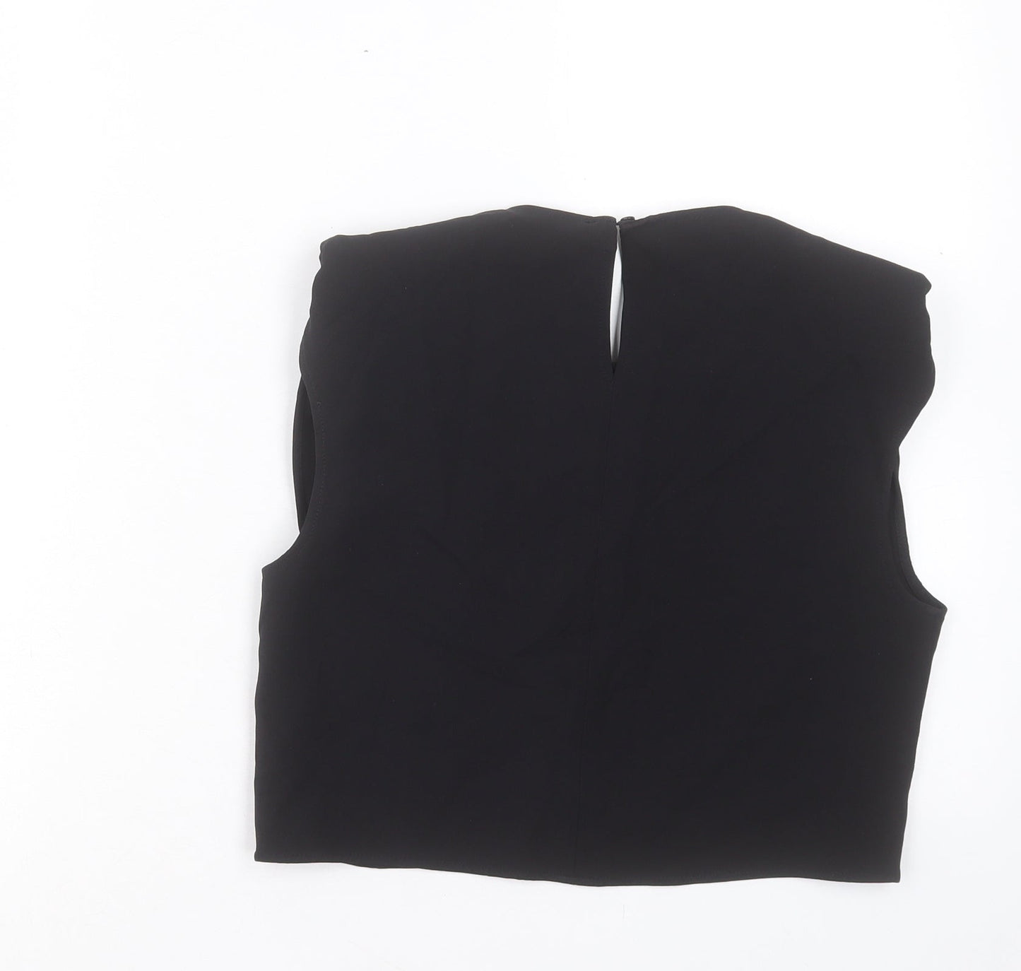 Zara Womens Black Polyester Cropped Tank Size S Crew Neck