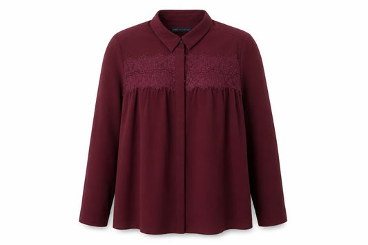 Marks and Spencer Womens Purple Polyester Basic Button-Up Size 18 Collared - Lace Detail