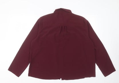 Marks & Spencer Womens Purple Polyester Basic Button-Up Size 18 Collared - Lace Detail