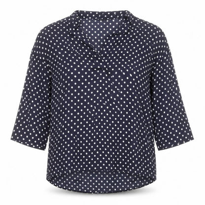 Zara Womens Blue Polka Dot Polyester Basic Blouse Size S V-Neck