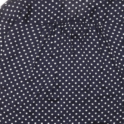 Zara Womens Blue Polka Dot Polyester Basic Blouse Size S V-Neck