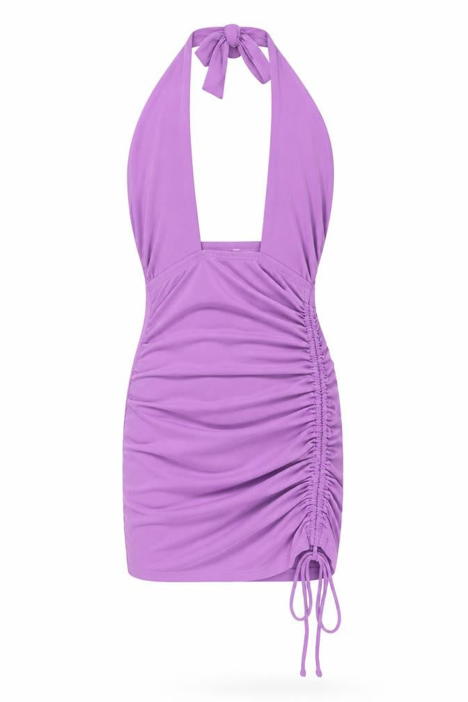Better Be Womens Purple Polyester Bodycon Size S Halter Tie - Ruched Sides