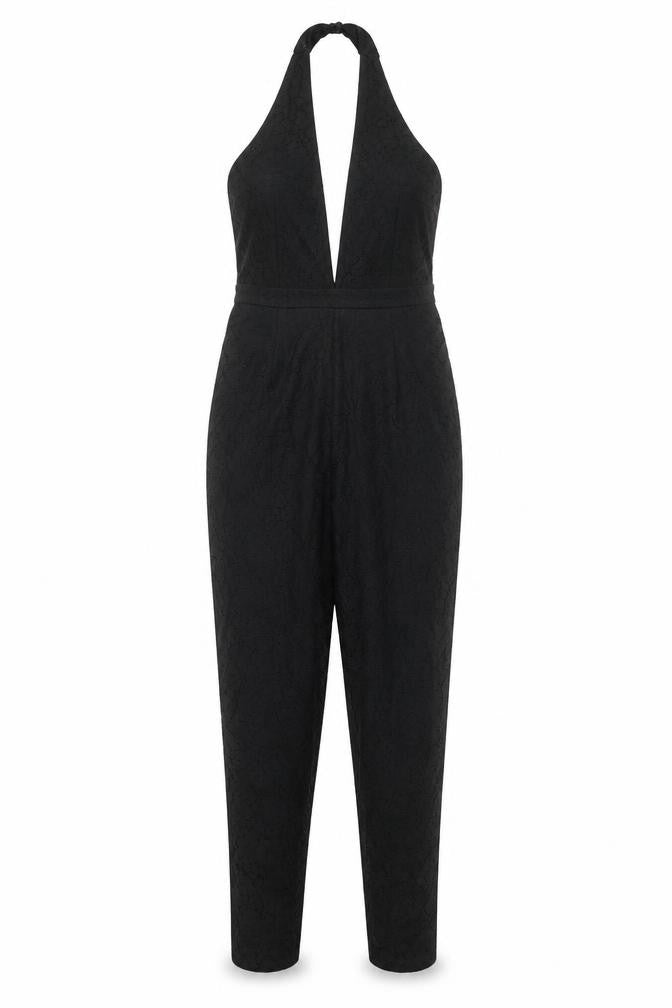 Missguided Womens Black Polyester Jumpsuit One-Piece Size 6 Button