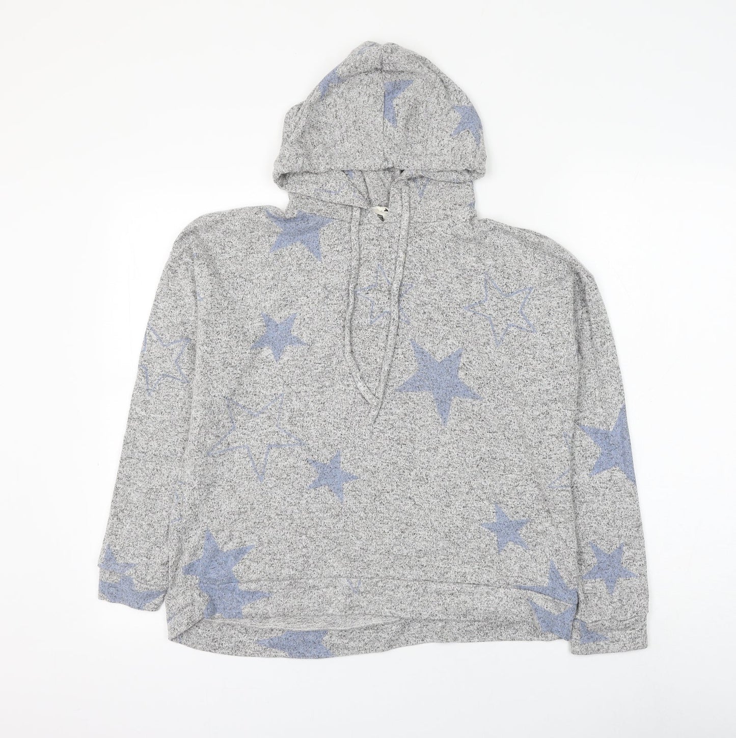 Marks and Spencer Womens Grey Geometric Viscose Pullover Hoodie Size 12 Pullover - Star