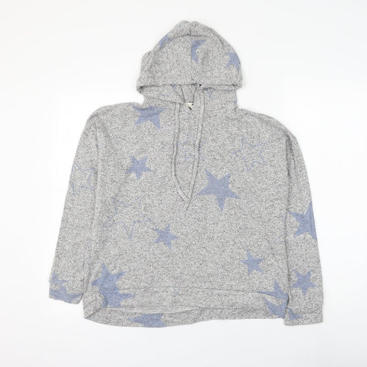 Marks and Spencer Womens Grey Geometric Viscose Pullover Hoodie Size 12 Pullover - Star