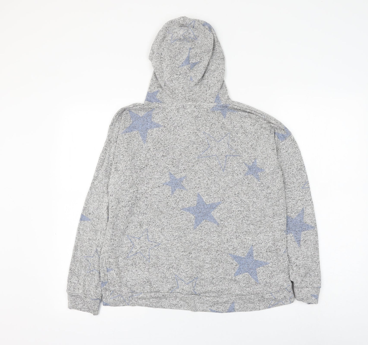 Marks and Spencer Womens Grey Geometric Viscose Pullover Hoodie Size 12 Pullover - Star