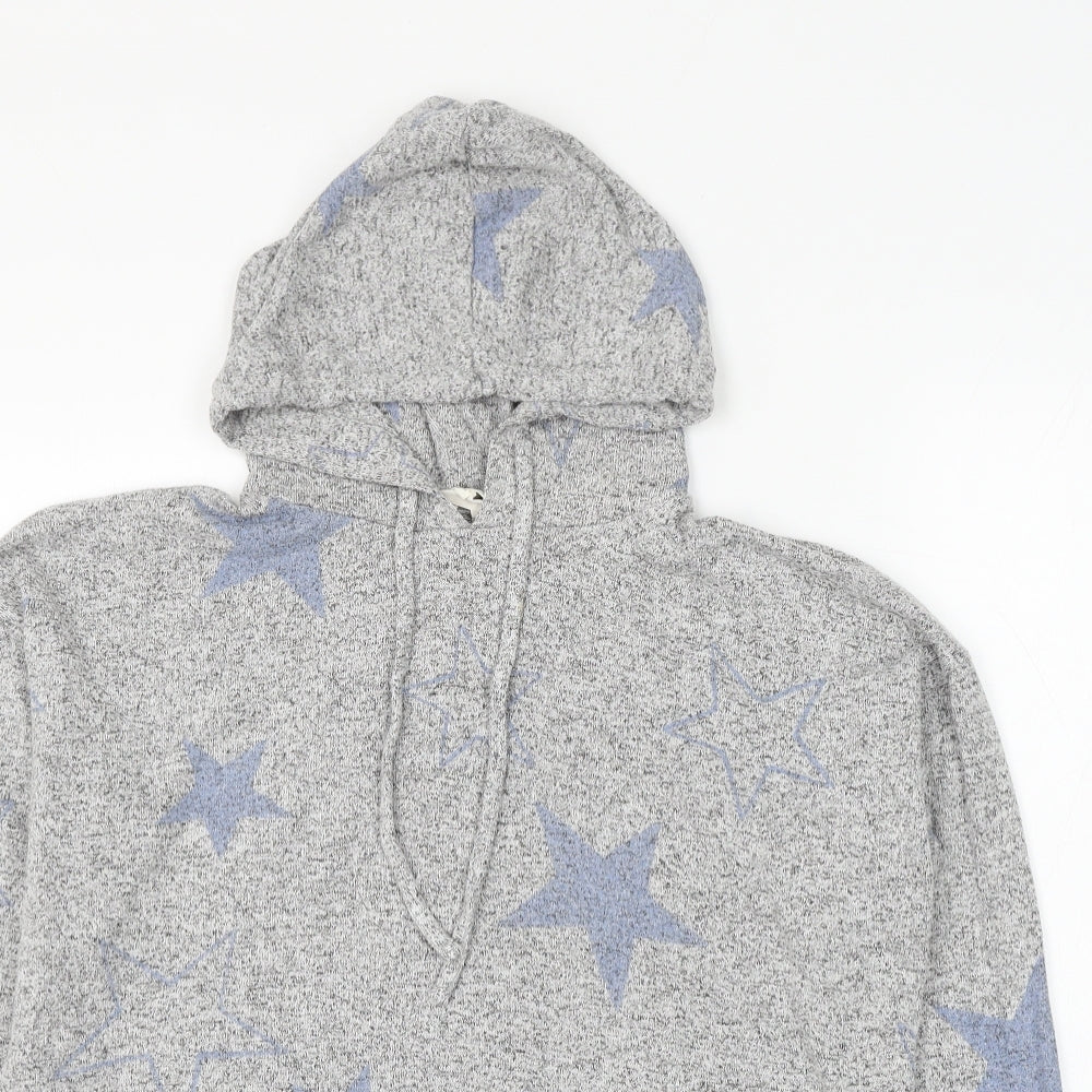 Marks and Spencer Womens Grey Geometric Viscose Pullover Hoodie Size 12 Pullover - Star