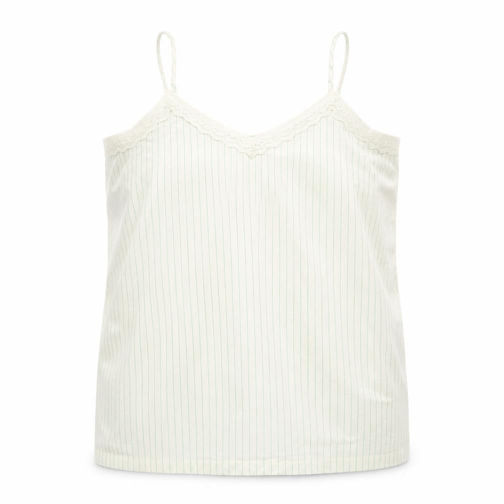 Marks & Spencer Womens White Striped Viscose Basic Tank Size 22 V-Neck