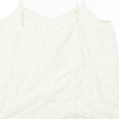 Marks & Spencer Womens White Striped Viscose Basic Tank Size 22 V-Neck
