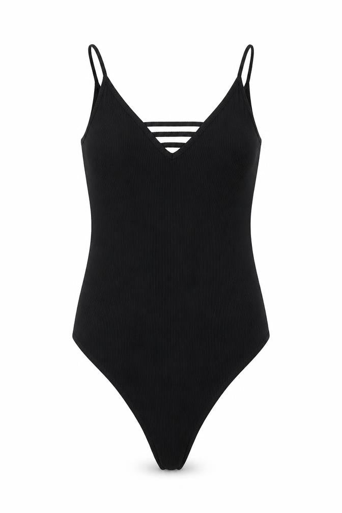 newloo Womens Black Polyester Bodysuit One-Piece Size 10 Snap