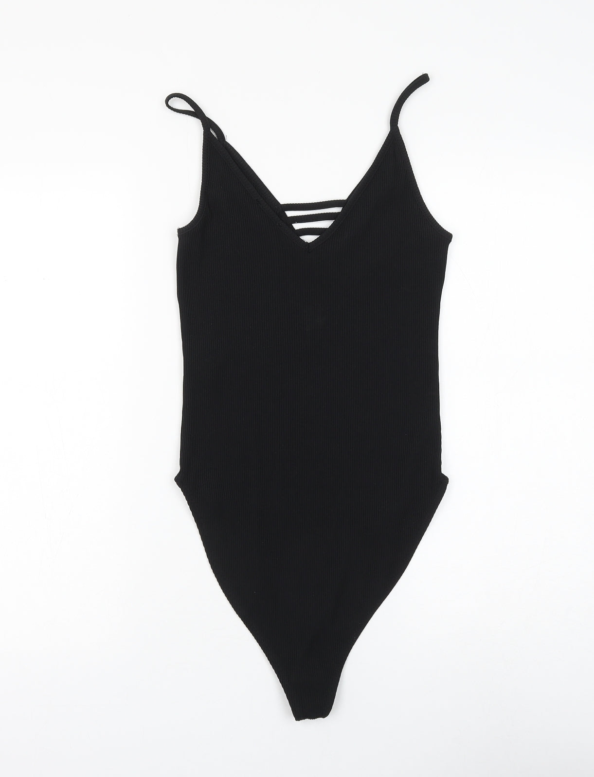 newloo Womens Black Polyester Bodysuit One-Piece Size 10 Snap