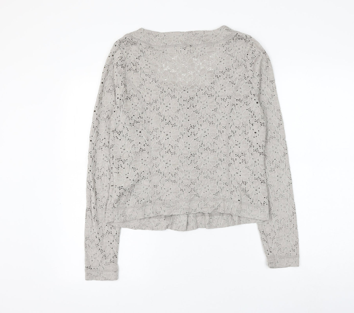 Yest Womens Grey Scoop Neck Floral Viscose Cardigan Jumper Size M
