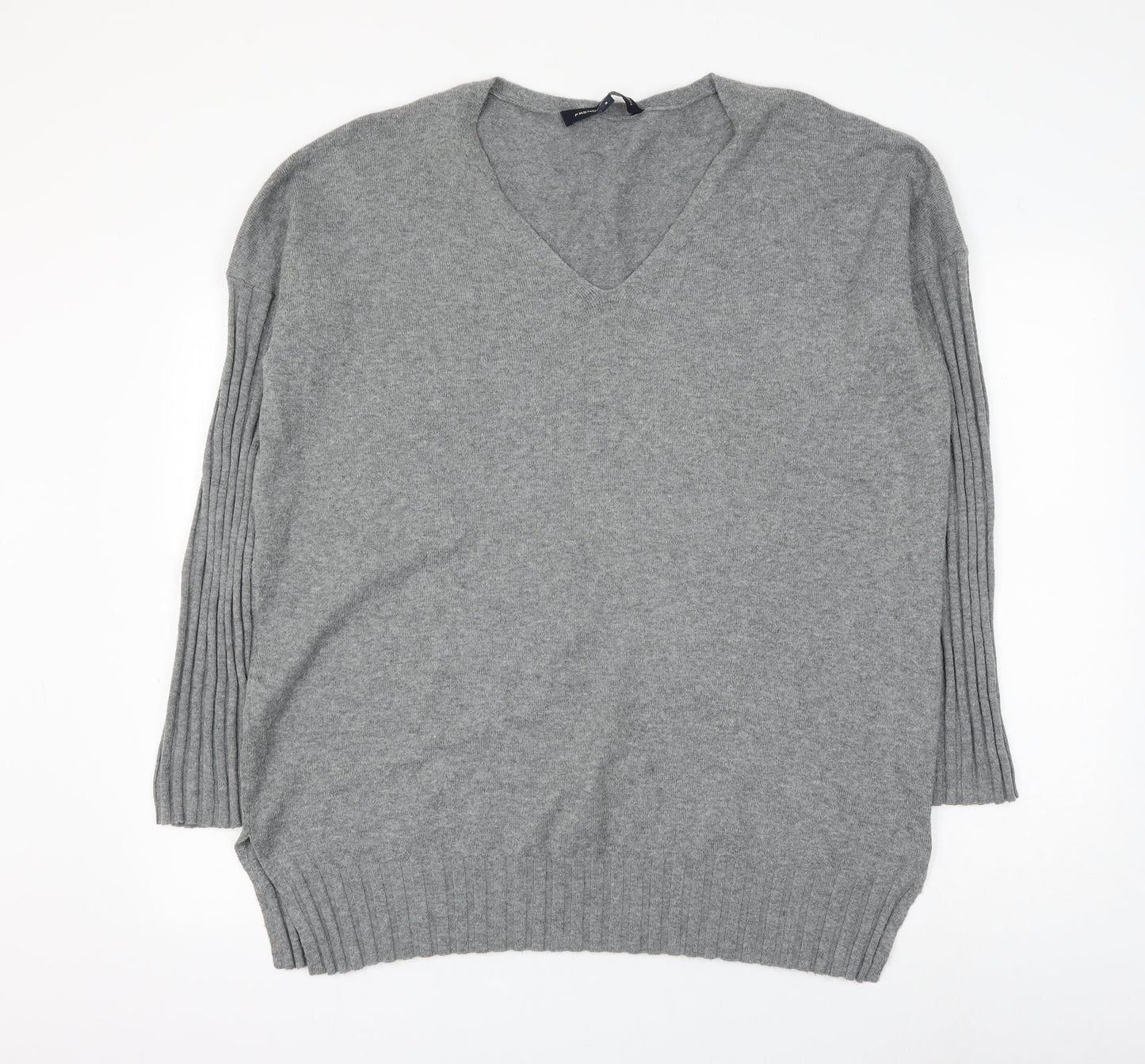 French Connection Womens Grey Round Neck Acrylic Pullover Jumper Size S