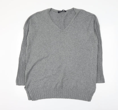 French Connection Womens Grey Round Neck Acrylic Pullover Jumper Size S