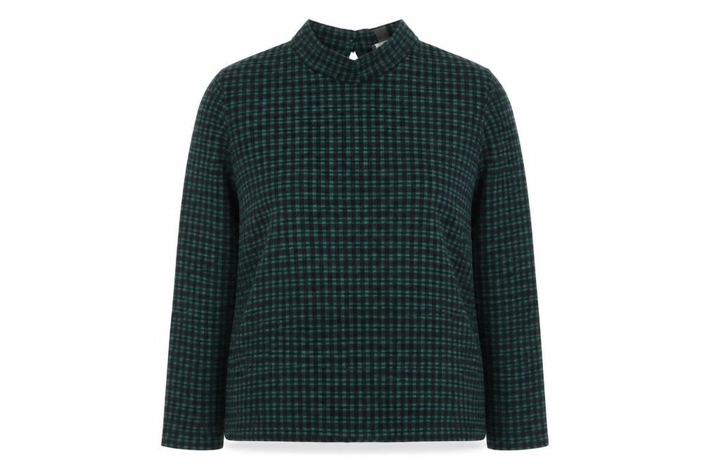 Primark Womens Green Mock Neck Check Polyester Pullover Jumper Size 18 - Size 18-20
