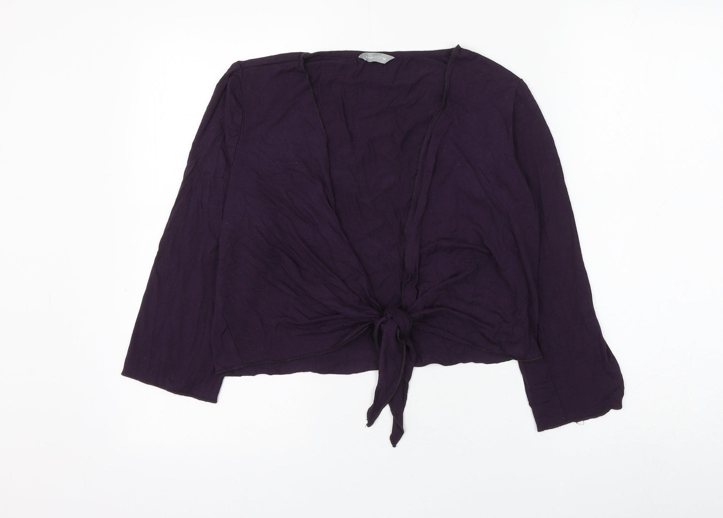 Marks and Spencer Womens Purple V-Neck Viscose Cardigan Jumper Size 14 - Knot Front