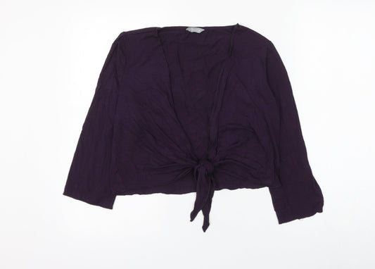 Marks and Spencer Womens Purple V-Neck Viscose Cardigan Jumper Size 14 - Knot Front