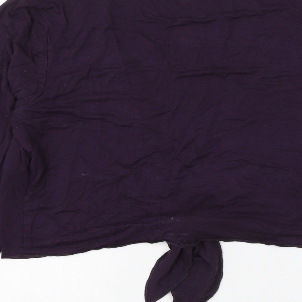 Marks and Spencer Womens Purple V-Neck Viscose Cardigan Jumper Size 14 - Knot Front