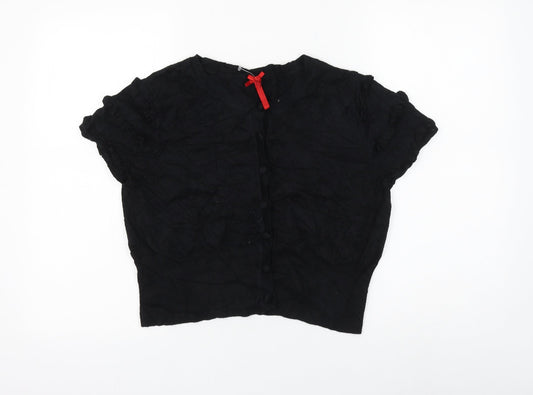 NEXT Womens Black Round Neck Viscose Cardigan Jumper Size 16