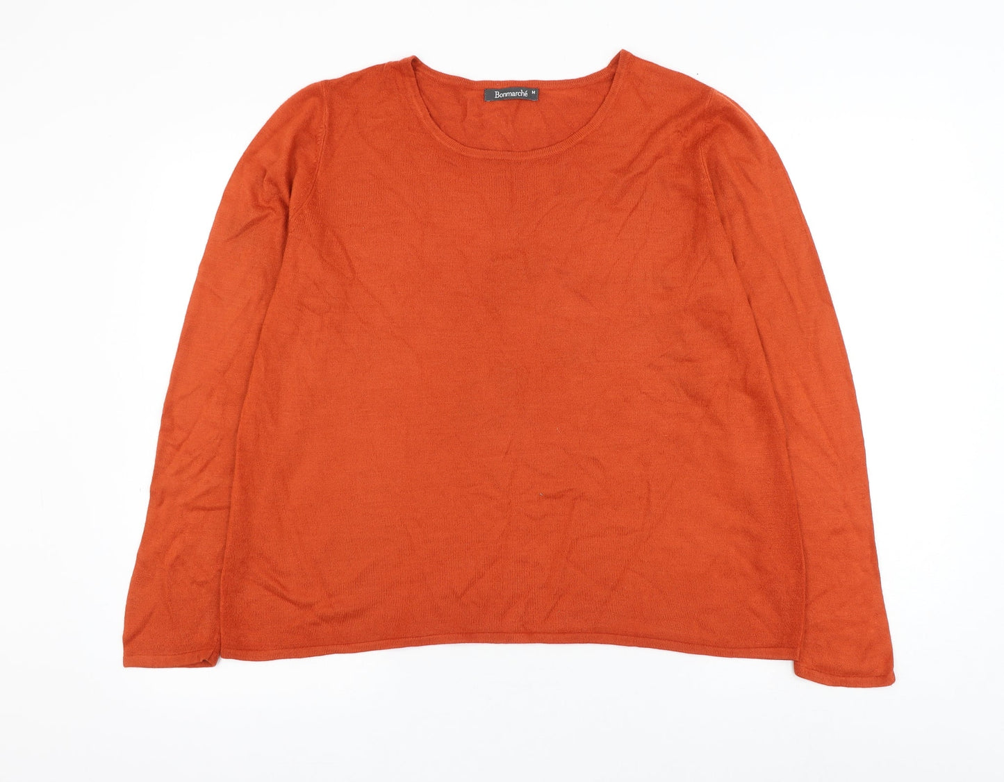 Bonmarché Womens Orange Round Neck Acrylic Pullover Jumper Size M