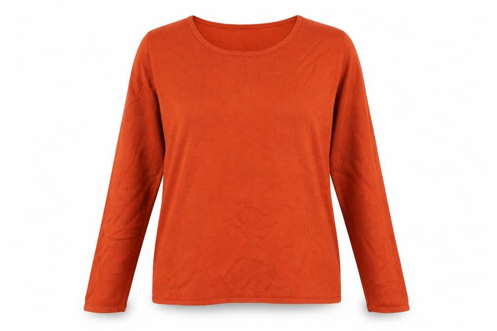 Bonmarché Womens Orange Round Neck Acrylic Pullover Jumper Size M