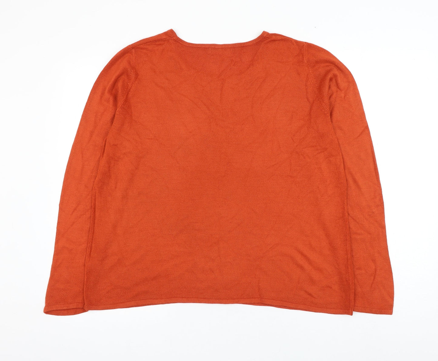 Bonmarché Womens Orange Round Neck Acrylic Pullover Jumper Size M