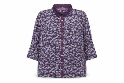 white stu Womens Purple Geometric Cotton Basic Button-Up Size 12 Collared - Butterfly