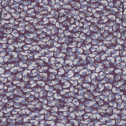 white stu Womens Purple Geometric Cotton Basic Button-Up Size 12 Collared - Butterfly