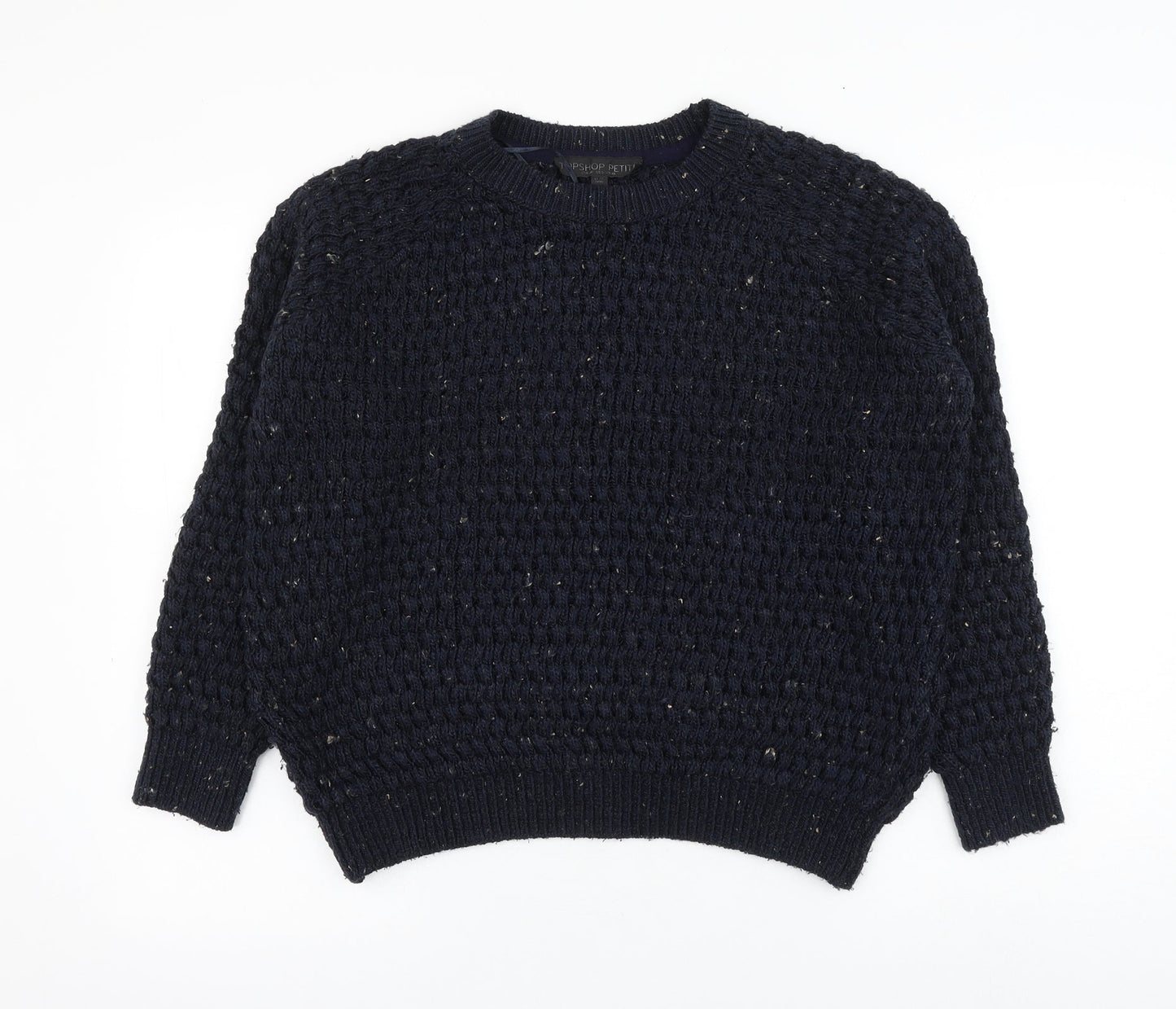 Topshop Womens Blue Round Neck Acrylic Pullover Jumper Size 10