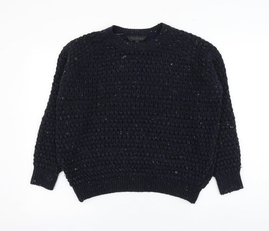 Topshop Womens Blue Round Neck Acrylic Pullover Jumper Size 10