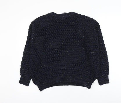 Topshop Womens Blue Round Neck Acrylic Pullover Jumper Size 10