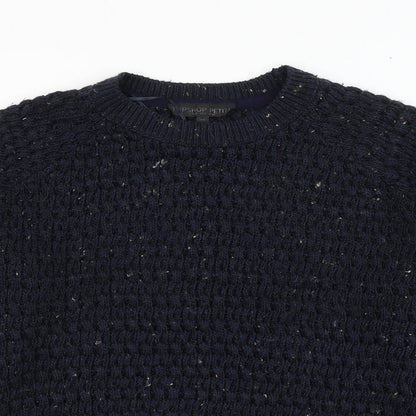 Topshop Womens Blue Round Neck Acrylic Pullover Jumper Size 10