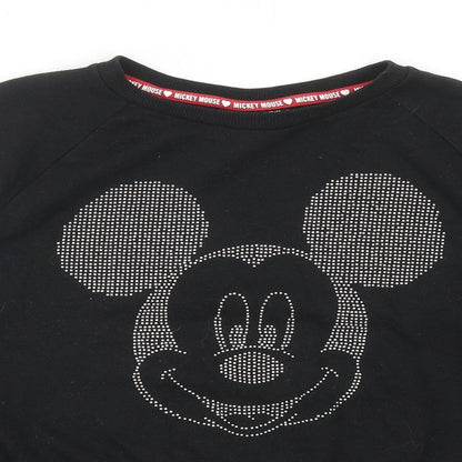 Preloved Primark Girls Black Cotton Pullover Sweatshirt Size 11-12 Years Pullover - Mickey Mouse - Detail