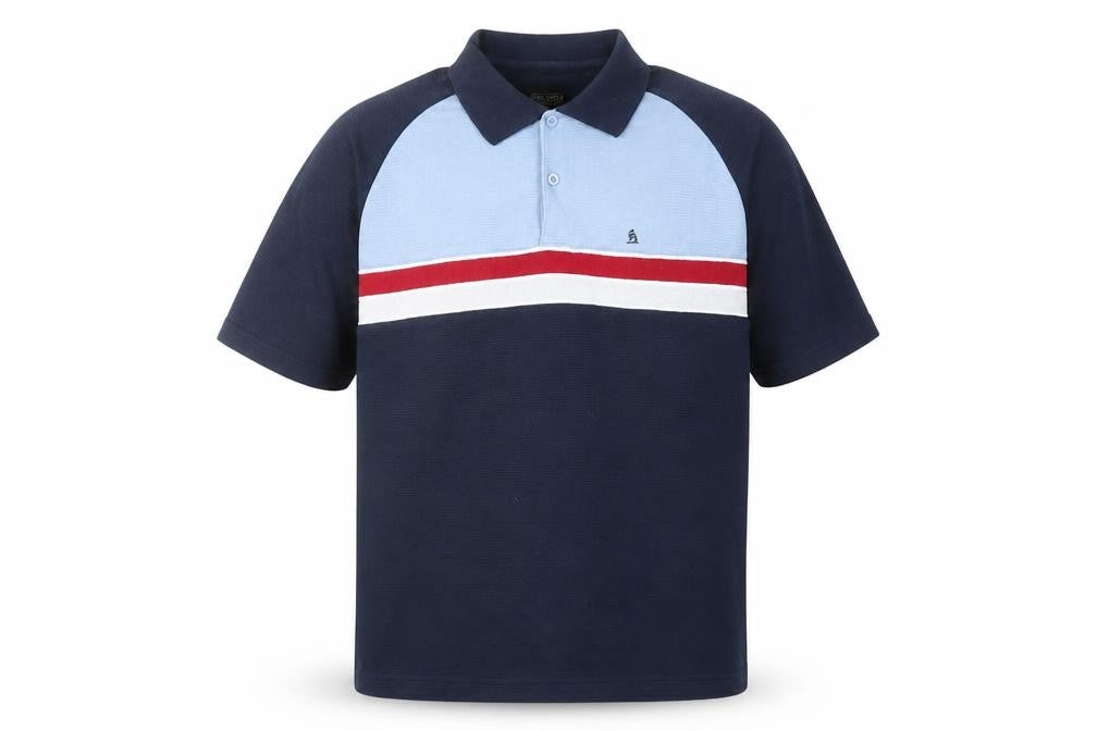 John Curtis Mens Multicoloured Colourblock Cotton Polo Size L Collared Button