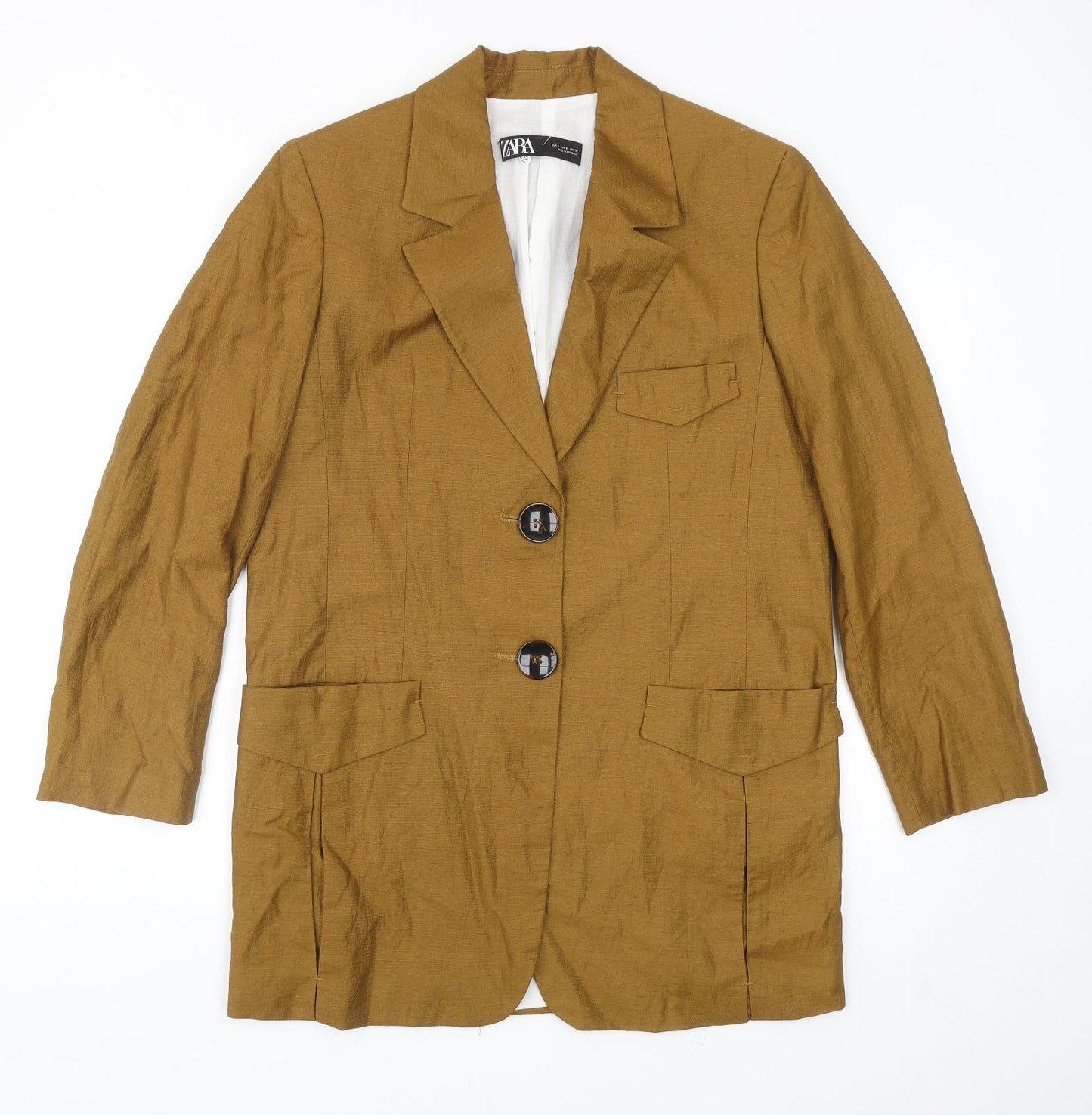 Zara Womens Brown Jacket Blazer Size S Button