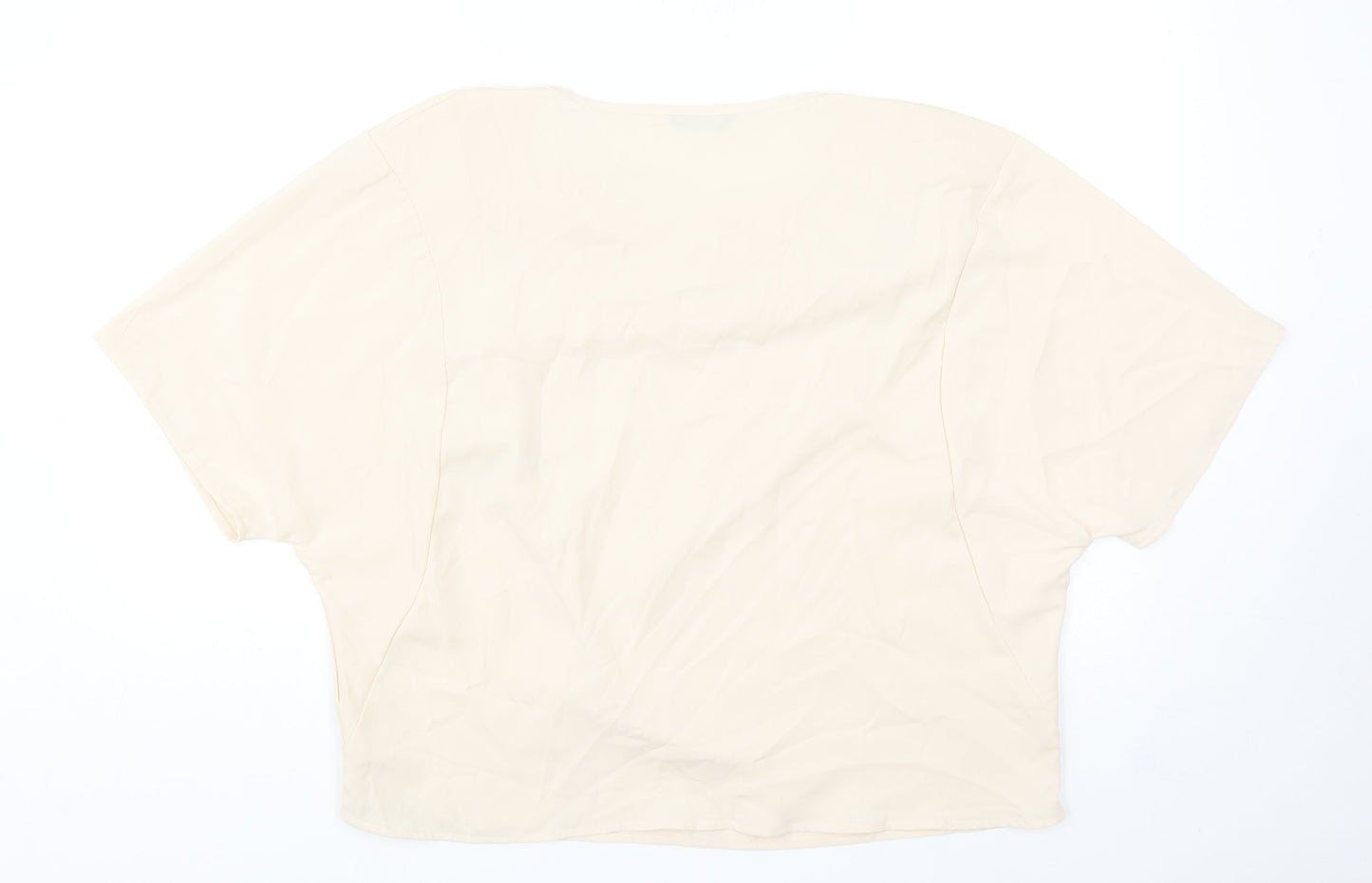 SheIn Womens Beige Polyester Basic Blouse Size L Cowl Neck