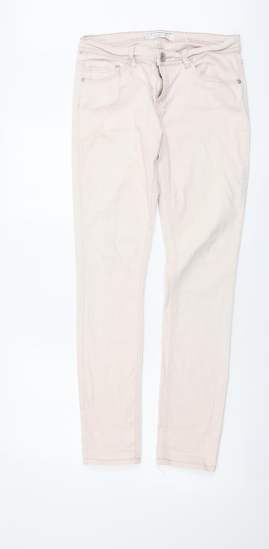Diamonds & Divas Womens Pink Cotton Skinny Jeans Size 12 L30 in Regular Button