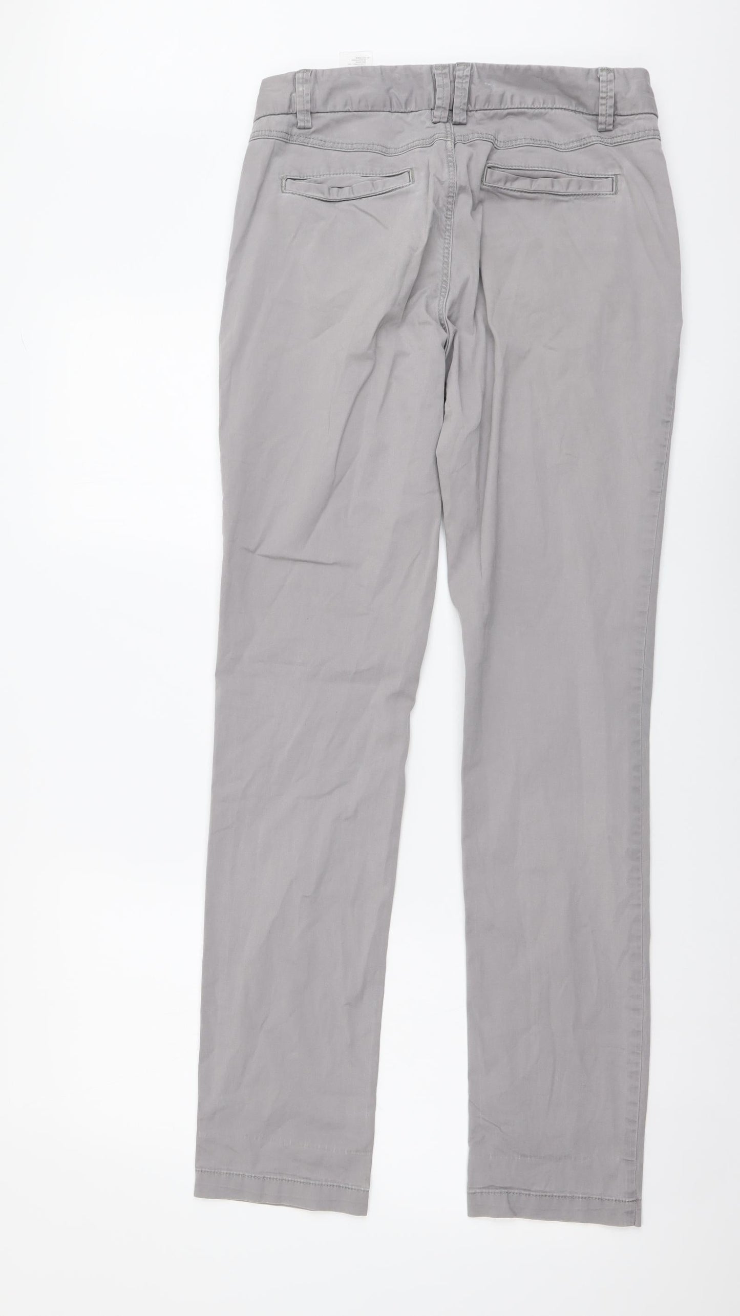 H&M Womens Grey Cotton Chino Trousers Size S L32 in Regular Button